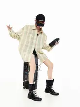 チェック柄シャツジャケット【夏用・長袖・ゆったりデザイン】