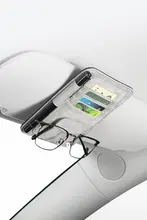 SC アルカンターラ 車用サンバイザー収納クリップ【多機能カードポケット・メガネホルダー対応・BMW・メルセデスベンツ用】