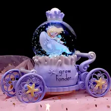 夢のある子供用クリスタルボール・イルカモチーフ音楽ボックス【プリンセス・スノーフレークデザイン・高級感】