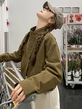 ブラウンショートカラー工作ジャケット【春秋用・高級感あるデザイン・女性用】