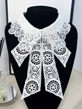 刺繍レースのシャツ風 この装飾襟【蝶結び・秋冬・ニットとの相性抜群】