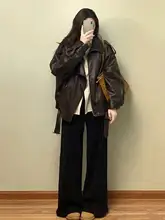 大きいサイズのレトロ風レザージャケット【カジュアルスタイル・女性用・多用途】