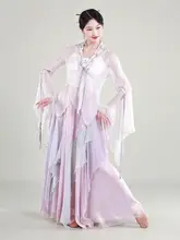 華やかなデザインの女性用中国舞踊服【古風・優雅なスカート・演出用】
