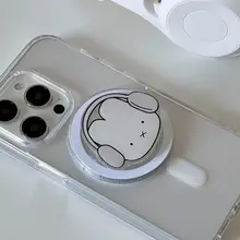 マグネット搭載 伸縮式うさぎデザイン携帯スタンド【可愛いアニメスタイル・折りたたみ式】