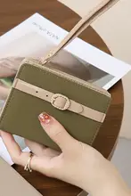 個性的なデザイン！ベルト付きバイカラー財布【コンパクト・折りたたみ・カード収納】