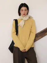 オールウール クルーネック プルオーバー 長袖 ニット セーター レディース 春