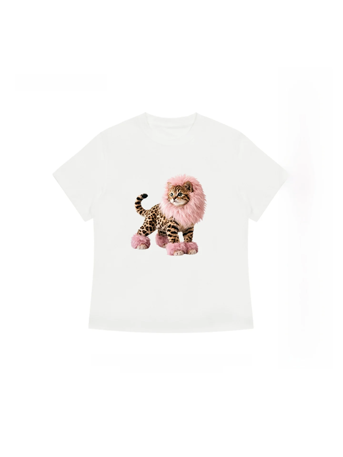 Y2Kスタイルの半袖Tシャツ【レオパード柄・ユニークな猫デザイン】：アウトレット価格とサイズフィットの実際