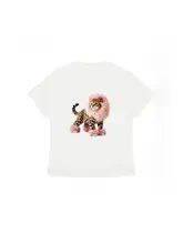 Y2Kスタイルの半袖Tシャツ【レオパード柄・ユニークな猫デ  ザイン】