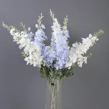 大2叉のデルフィニウム造花【欧式ロングブランチ・ウェディング装飾用・背景用フラワーアレンジメント】