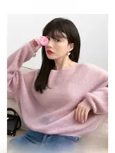 マフラー風 モヘアウールニット【秋用・ゆったりしたデザイン・カジュアル】（セットアップ対応）