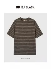 Tシャツ メンズ 半袖 クルーネック ストライプ グラデーション バイカラー ゆったり 夏
