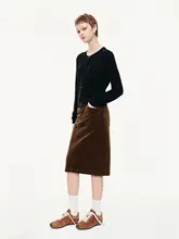 灯芯綿サンドウォッシュストレートスカート【後ろスリット・ミドルウエスト・秋用】（セットアップ対応）