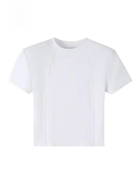 白色 クルーネック 半袖 Tシャツ【女性用・夏・フィット・シンプルデザイン】