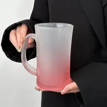 柔らかなピンクのマット仕上げグラス【大容量・ビール用・おしゃれなデザイン】