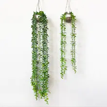 フェイクゴールドマネー植物 壁掛け 家具装飾 グリーン植物 小型バスケット