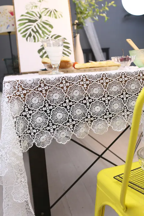 北欧風レーステーブルクロス【インテリア・刺繍デザイン・多用途】（セットアップ対応）