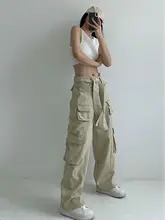 カーゴパンツ 女性 演出服 春秋 ゆったり デザイン感 ワイドレッグ ジーンズ