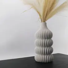 モダンデザインの3Dしわ加工陶器フラワーベース【インテリア装飾用】