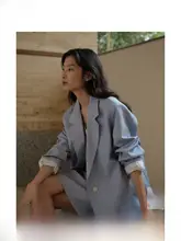 レトロな通勤スタイルの一粒ボタンカジュアルジャケット＆スカート【春用】（セットアップ対応）