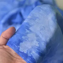 藍色タイダイコットンシフォン夏用生地【全棉・DIY用・スカーフやドレスに最適】