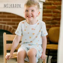セットアップ キッズ ガールズ 半袖Tシャツ ショートパンツ 丸首 薄手 おしゃれ 春夏「Milkbarn」