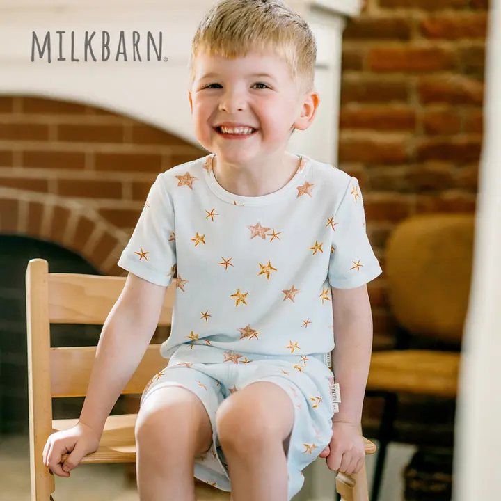 セットアップ キッズ ガールズ 半袖Tシャツ ショートパンツ 丸首 薄手 おしゃれ 春夏「Milkbarn」