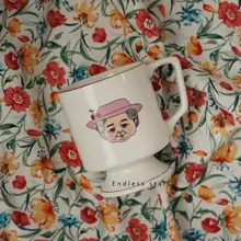 可愛いレトロ金縁陶器マグカップ【カップル用・個性的なプレゼント】