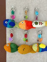 キーホルダー ウールフェルト 小魚 キャラクター チャーム スマホストラップ インスタ映え 愛嬌のある ぬいぐるみ