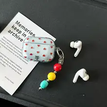 AirPodsケース ハート柄 半透明 ブルー ヴィンテージ 耐衝撃 AirPods 4 3 Pro 対応 「HEYYEH」