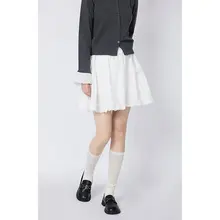 白色の松緊ウエストレース刺繍スカート【春用・女性用】