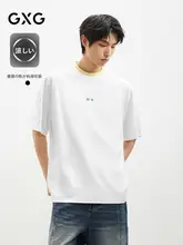 クラシックなラウンドネックの刺繍入り短袖Tシャツ【男性用・綿100%・カジュアルスタイル】