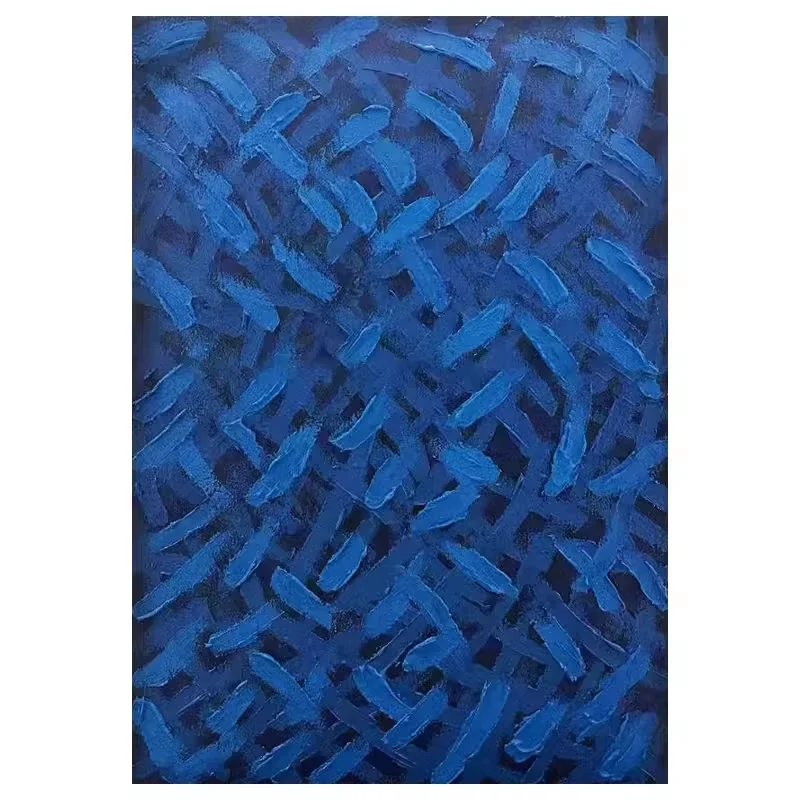 手描き アートフレーム 壁掛け油絵【抽象デザイン・青色・モダン】