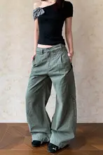 アメリカンヴィンテージ風 クロップドワークパンツ【男女兼用・ゆったりストレート・カジュアル】