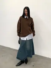 粗編みデザインの秋冬用暖かニットトップス【ウール製・カジュアルスタイル】