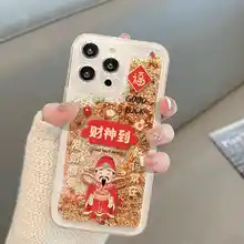 金色流砂デザインのスマートフォンケース【適用：iPhone・Huawei・Xiaomi・Reno】