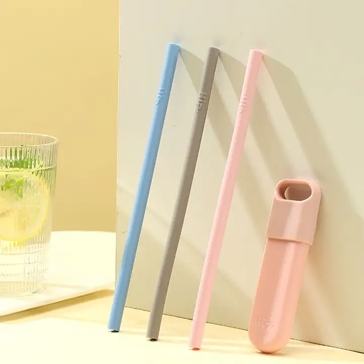 携帯用シリコンストロー【洗浄可能・環境に優しい・食品グレード・子供用・再利用可能】