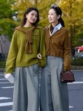 マスタードイエローのニットカーディガン【女性用】