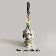 キーホルダー バッグチャーム ストラップ 木彫り シュナウザー かわいい 車キー 友人 誕生日 プレゼント