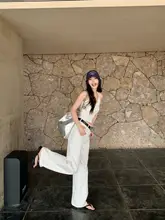 ホワイトのワイドレッグデニムパンツ【女性用・ストレート・ロング丈・小柄対応】
