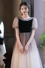 高級感あるブラックドレス【短袖デザイン・成人礼・学生向け】