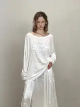 軽くてゆったりしたデザインの水珠プリント超薄Tシャツ