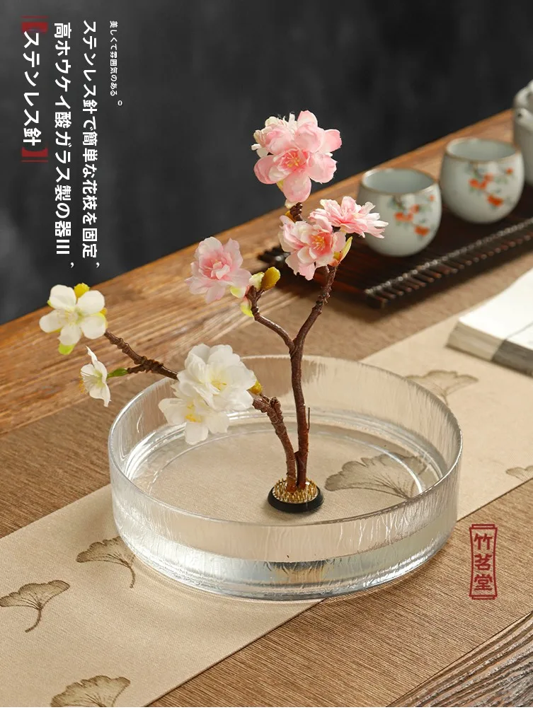 透明ガラス製花瓶水耕栽培用　竹茗堂の中式デザインが実用性を実証