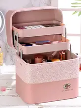 大容量のシンプルなラメ化粧ポーチ【多機能・携帯用・リップ付き】（セットアップ対応）