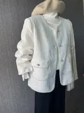 優雅な白色カーディガン【フレンチスタイル・ビーズ装飾・小柄向け】