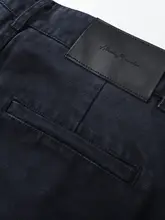 冬用 コットン製 ワークパンツ【ブルー・ゆったりとしたストレートシルエット・洗い加工】
