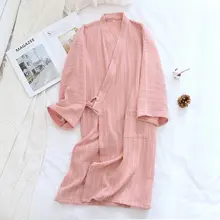 春秋夏用 薄手コットン製 日本風ストライプデザイン カップル用浴衣