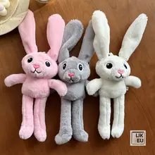 可愛いカートゥーンうさぎデザインのファー付きぬいぐるみチャーム【金属バッグ留め具付き】