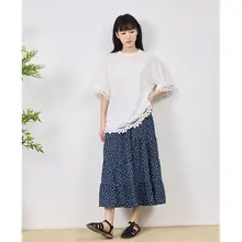 annuus フラワープリント Aラインスカート【夏用・ゆったりフィット・ウエストゴム・フレンチスタイル】