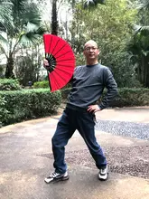 赤い両面扇子【ダンス用・スムーズな開閉・団体向け】