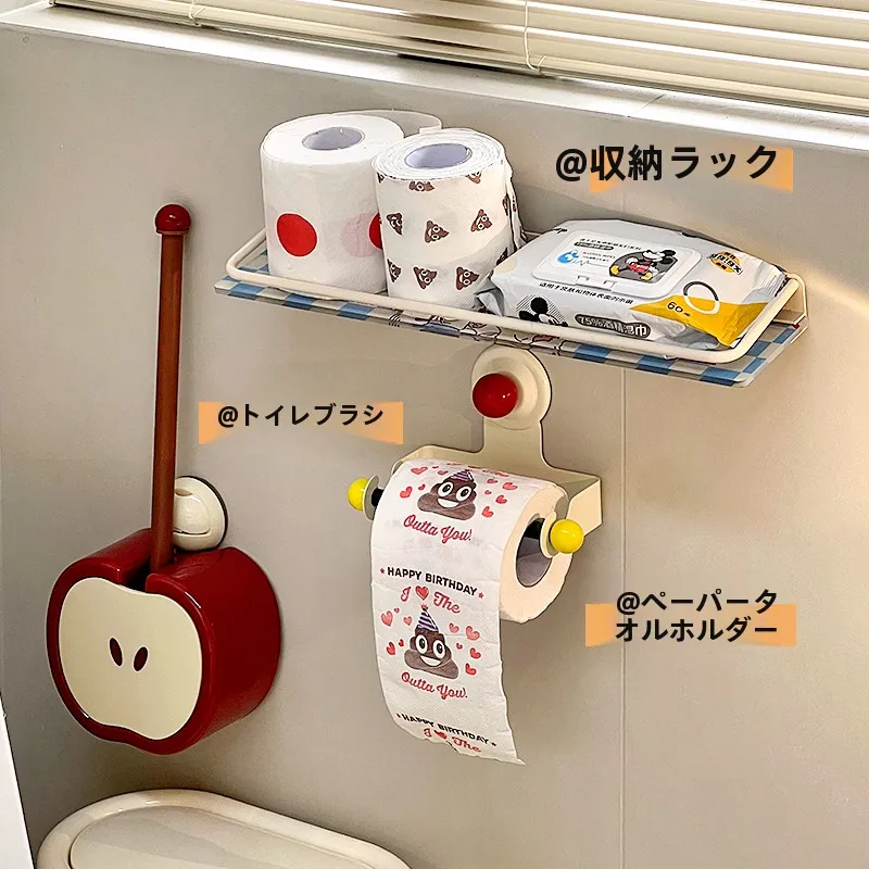 壁掛けトイレットペーパー収納ボックス：吸盤式で隙間を隠し、免打孔で簡単設置